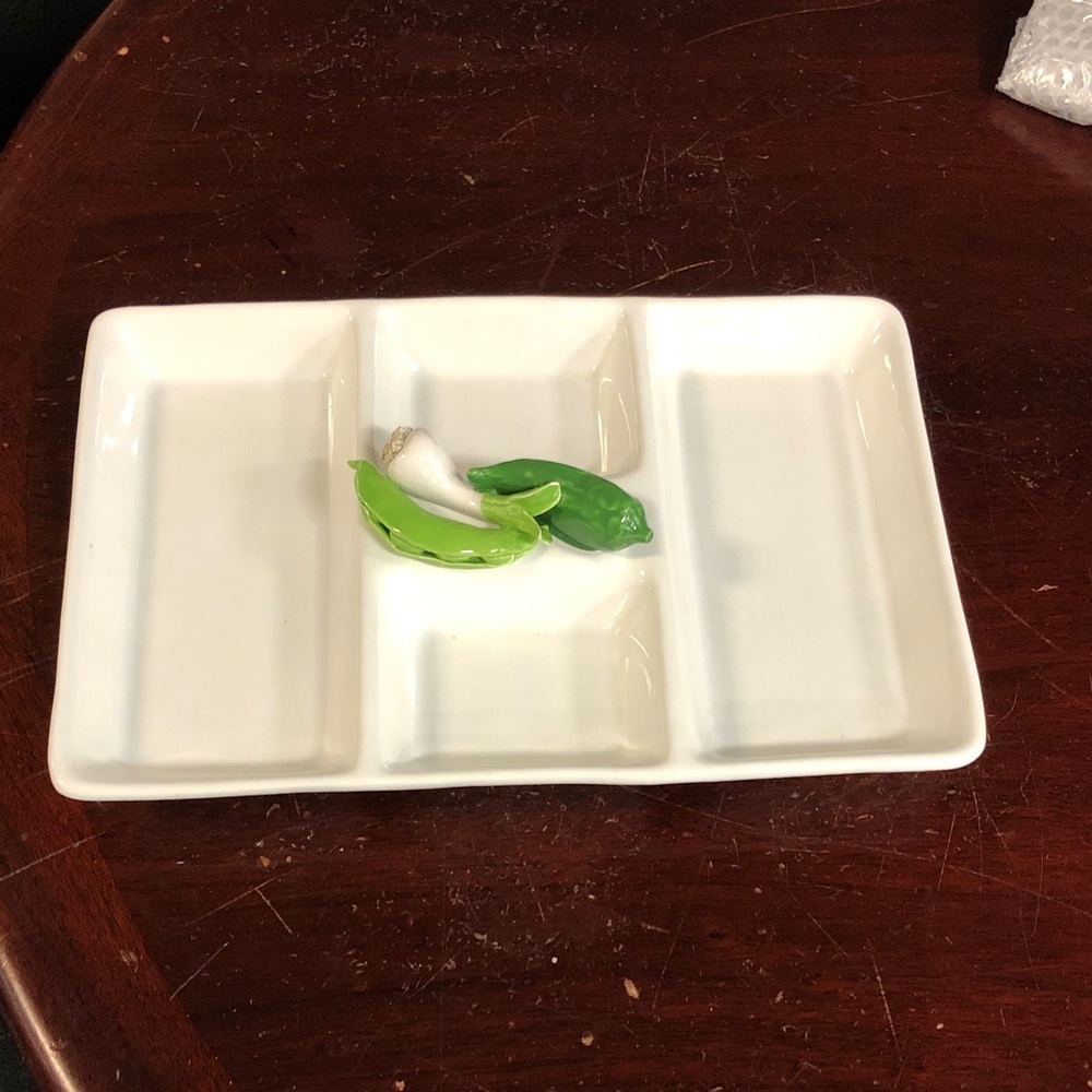 White Ceramic Divided Serving Tray